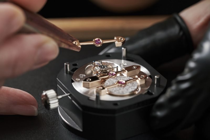 Tourbillon with Three Gold Bridges Ruby Heart