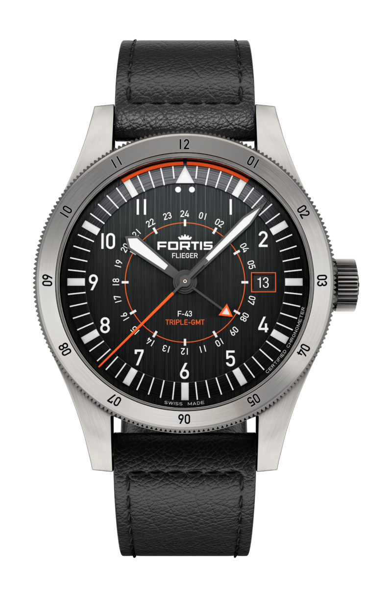 Flieger F-43 Triple GMT Titanium Black