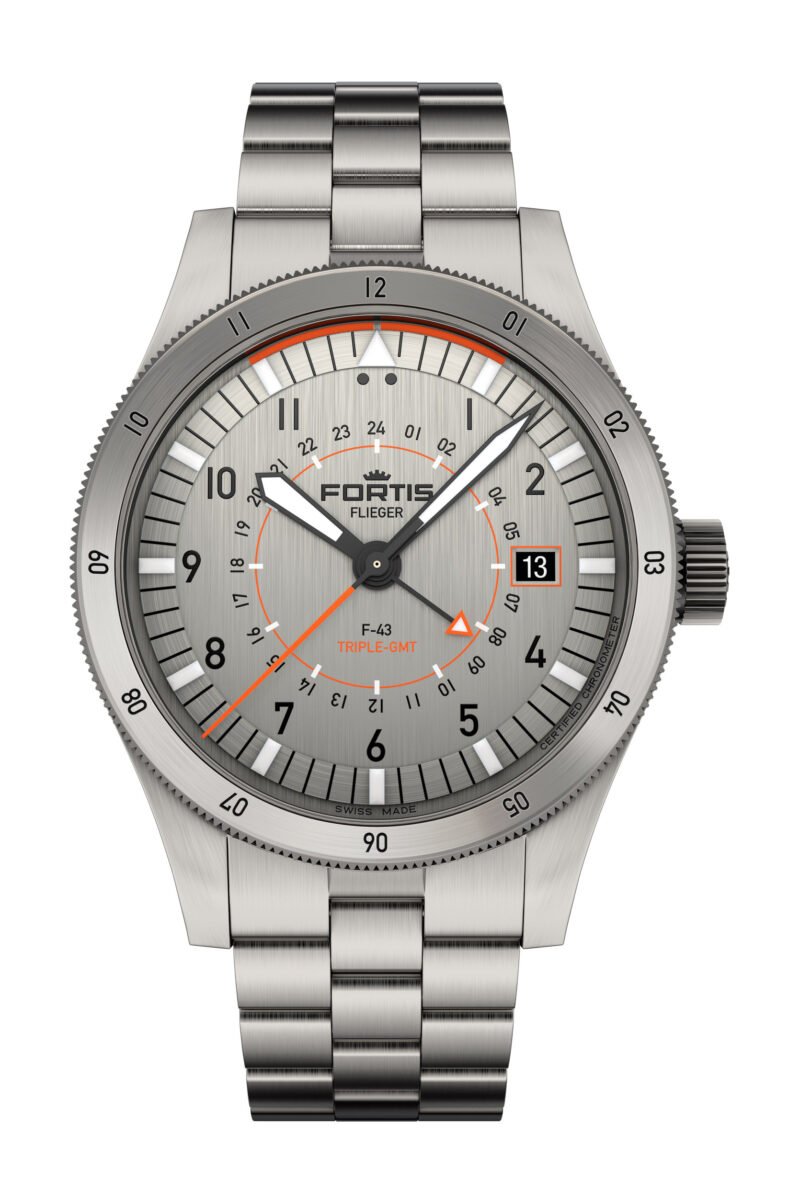 Flieger F-43 Triple GMT Titanium Orange