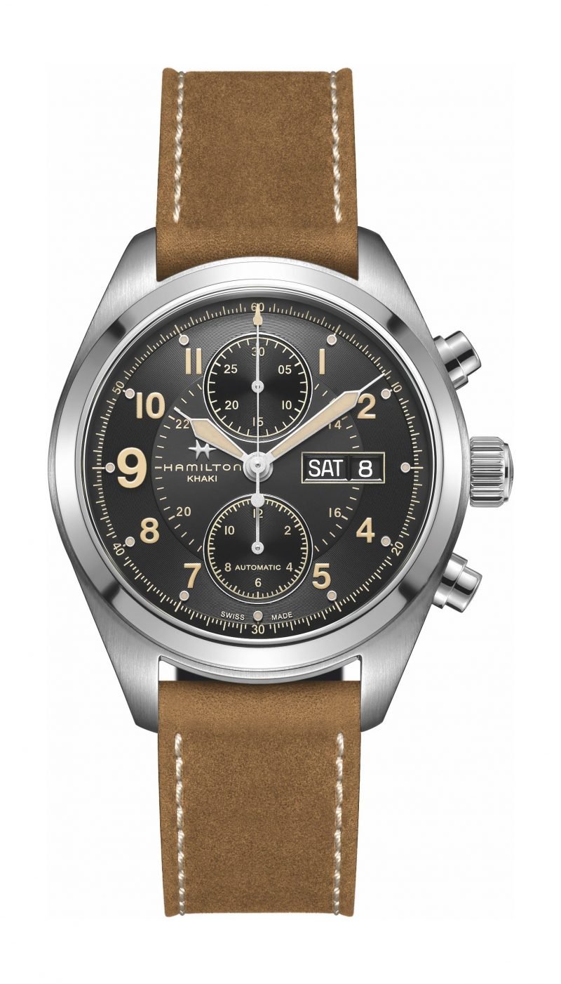 Khaki Field Auto Chrono 42mm noir PVD noir