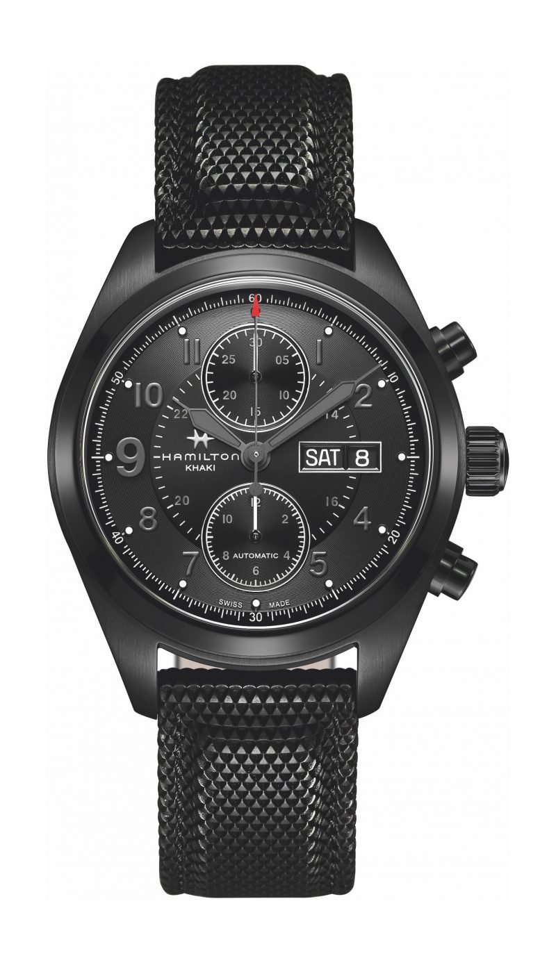 Khaki Field Auto Chrono 42mm noir PVD noir